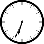 Round clock with dashes showing time 6:34
