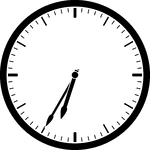 Round clock with dashes showing time 6:35