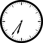 Round clock with dashes showing time 6:36
