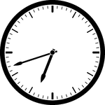 Round clock with dashes showing time 6:42