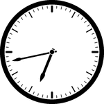 Round clock with dashes showing time 6:43