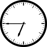 Round clock with dashes showing time 6:45