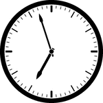 Round clock with dashes showing time 6:57