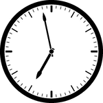 Round clock with dashes showing time 6:58