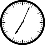 Round clock with dashes showing time 7:04