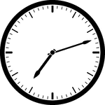 Round clock with dashes showing time 7:12