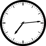 Round clock with dashes showing time 7:14