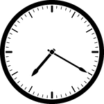 Round clock with dashes showing time 7:20