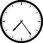 Round clock with dashes showing time 7:24