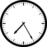 Round clock with dashes showing time 7:25