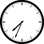 Round clock with dashes showing time 7:34