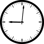 Round clock with dashes showing time 9:01