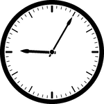 Round clock with dashes showing time 9:05
