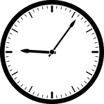 Round clock with dashes showing time 9:06