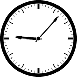 Round clock with dashes showing time 9:07