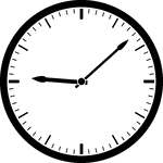 Round clock with dashes showing time 9:08