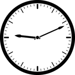 Round clock with dashes showing time 9:11