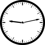 Round clock with dashes showing time 9:13