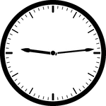 Round clock with dashes showing time 9:14