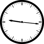 Round clock with dashes showing time 9:16