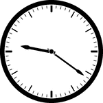 Round clock with dashes showing time 9:21