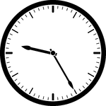 Round clock with dashes showing time 9:25