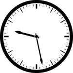 Round clock with dashes showing time 9:28