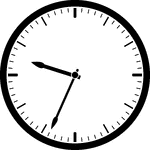 Round clock with dashes showing time 9:34