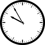 Round clock with dashes showing time 9:55