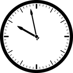 Round clock with dashes showing time 9:58