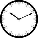 Round clock with dashes showing time 10:11