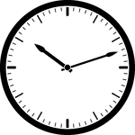 Round clock with dashes showing time 10:12