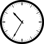 Round clock with dashes showing time 10:35