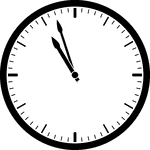 Round clock with dashes showing time 10:57