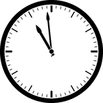 Round clock with dashes showing time 10:59