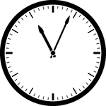 Round clock with dashes showing time 11:04