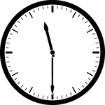 Round clock with dashes showing time 11:30