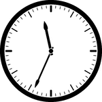 Round clock with dashes showing time 11:34