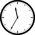 Round clock with dashes showing time 11:35
