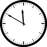Round clock with dashes showing time 11:50