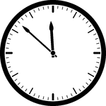 Round clock with dashes showing time 11:52