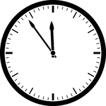 Round clock with dashes showing time 11:54