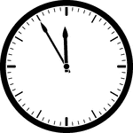 Round clock with dashes showing time 11:55