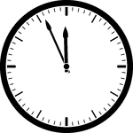 Round clock with dashes showing time 11:56