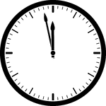 Round clock with dashes showing time 11:58