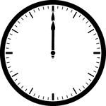 Round clock with dashes showing time 12:00