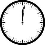 Round clock with dashes showing time 12:01
