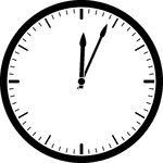 Round clock with dashes showing time 12:04