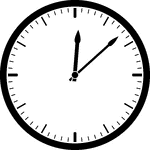 Round clock with dashes showing time 12:08