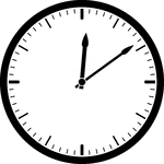 Round clock with dashes showing time 12:09